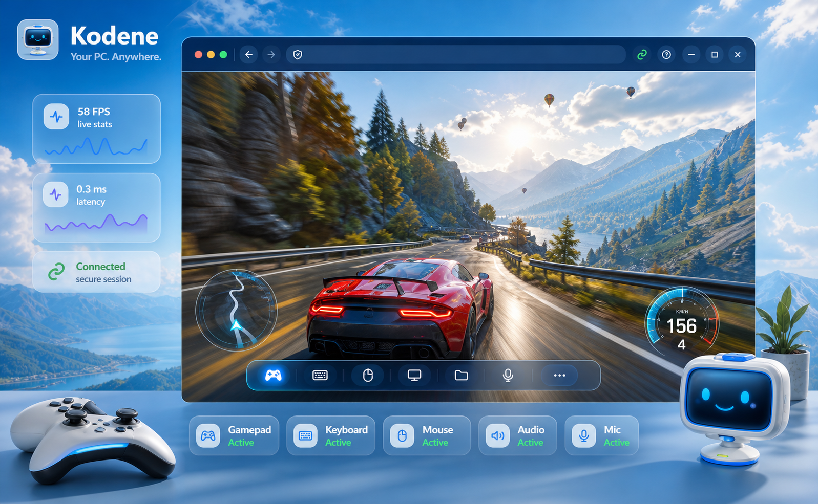 Kodene remote desktop gaming workflow.